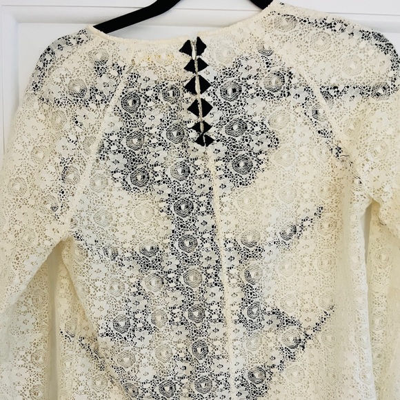 Maje guipure cream lace top with black embroidery sz 2 (@ US 8) - Picture 10 of 11